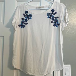 White Blouse with Stitching Detail